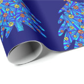 Een blauwe kerstboomkunst personaliseert deze stij cadeaupapier (Rol Hoek)