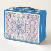 Een blauwe lunchbox met een caleidoscopisch geomet (Voorkant)