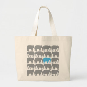 Eén blauwe olifant in de Herd Bag Grote Tote Bag
