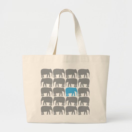 Eén blauwe olifant in de Herd Bag Grote Tote Bag (Voorkant)
