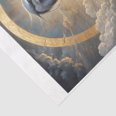 Een blauwe reiger in een gouden fantasiemeer tissuepapier (Detail)