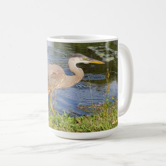 Een blauwe reiger koffiemok (Voorkant rechts)