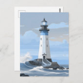 Een blauwe schilderij vuurtoren briefkaart (Voorkant / Achterkant)