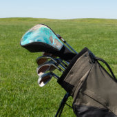 Een Blauwe Shabby Chic Ephemera Design Serie 7 Golfheadcover (Insitu)
