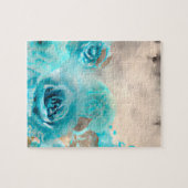 Een Blauwe Shabby Chic Ephemera Design Serie 7 Legpuzzel (Horizontaal)