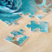 Een Blauwe Shabby Chic Ephemera Design Serie 7 Legpuzzel (Zijkant)