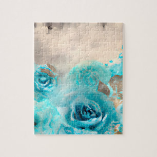 Een Blauwe Shabby Chic Ephemera Design Serie 7 Legpuzzel