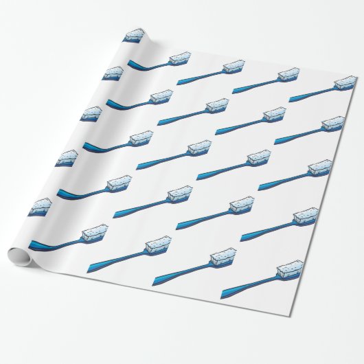Een blauwe tandenborstel cadeaupapier (Uitgerold)