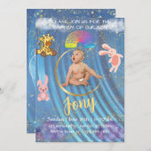 Een blauwe uitnodiging. feestdagenkaart (Voorkant / Achterkant)