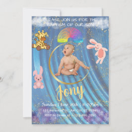 Een blauwe uitnodiging. feestdagenkaart