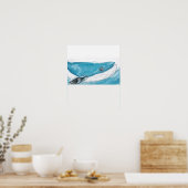 Een blauwe vinvis in beweging poster (Keuken)