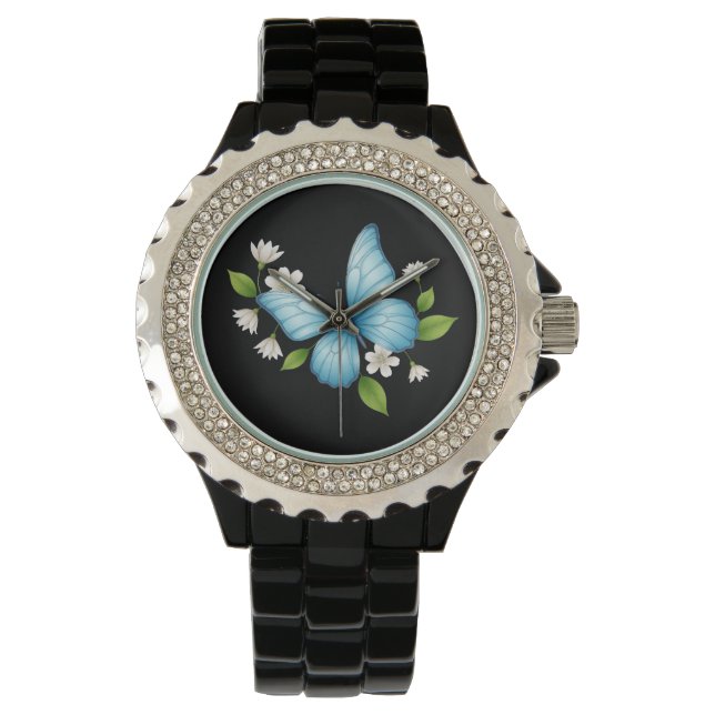 Een blauwe vlinder eWatch Horloge (Voorkant)