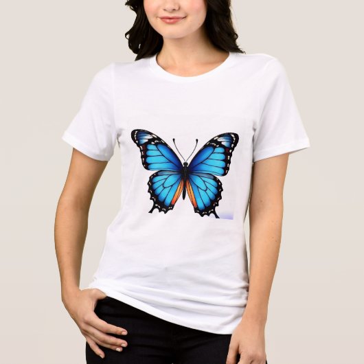 Een blauwe vlinder vrouwen T-shirt/ Tri-Blend Shirt (Voorkant)