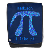 Een blauwe Wiskunde van het Symbool van Pi terug n Rugtassen (Voorkant)