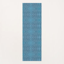 Een blauwe yogamat met een subtiel geometrisch pat