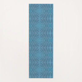 Een blauwe yogamat met een subtiel geometrisch pat