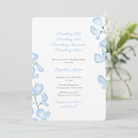 Een blauwe zomerFloral Vrijgezellenfeest Partij Kaart (Staand voorkant)