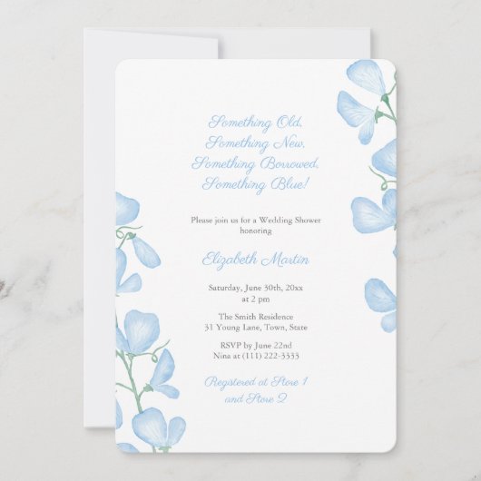 Een blauwe zomerFloral Vrijgezellenfeest Partij Kaart (Voorkant)