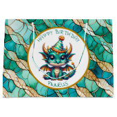 Een Blauwgroen en Gouden Draak Gepersonaliseerde J Groot Cadeauzakje (Voorkant)