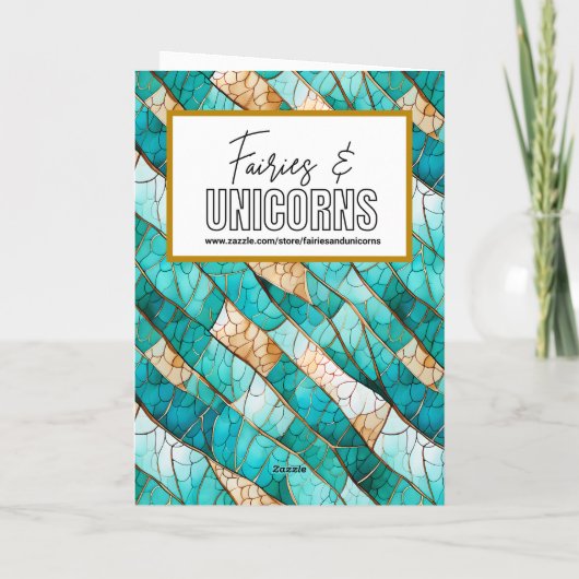 Een Blauwgroen en Gouden Draak Gepersonaliseerde J Kaart (Achterkant)