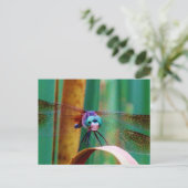 Een blauwgroen eyed Dragonfly met staarten Briefkaart (Staand voorkant)
