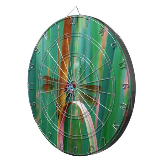 Een blauwgroen eyed Dragonfly met staarten Dartbord (Voorkant Rechts)