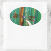 Een blauwgroen eyed Dragonfly met staarten Ovale Sticker (Tas)