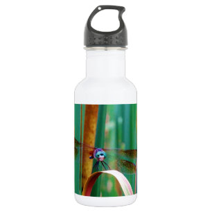 Een blauwgroen eyed Dragonfly met staarten Waterfles