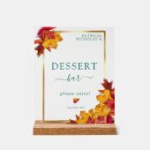 Een Blauwgroen & Herfst Fantasy Gold Rustic Desser Acryl Bord (Voorkant)