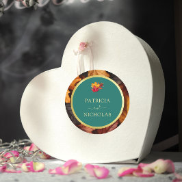 Een Blauwgroen & Herfst Fantasy Gold Rustic Reveri Ronde Sticker