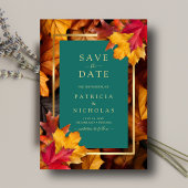 Een Blauwgroen & Herfst Fantasy Gold Rustic Reveri Save The Date