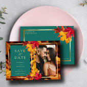 Een Blauwgroen & Herfst Fantasy Gold Rustic Reveri Save The Date