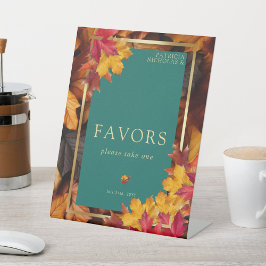 Een Blauwgroen & Herfst Fantasy Gold Rustic Weddin Reclamebord Met Voetstuk