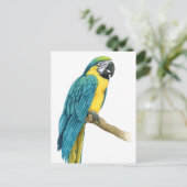 Een Blauwgroen Macaw Briefkaart (Staand voorkant)