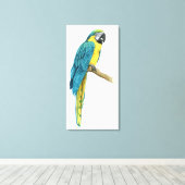 Een Blauwgroen Macaw Canvas Afdruk (Insitu (Houten vloer))