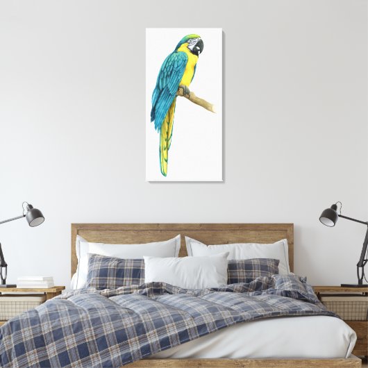 Een Blauwgroen Macaw Canvas Afdruk (Insitu (Slaapkamer))