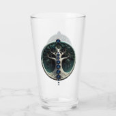 Een blauwgroen, mystieke levensboom. glas (Achterkant)