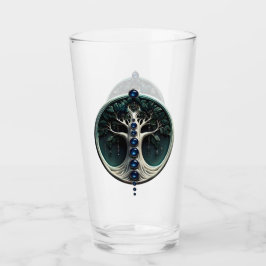 Een blauwgroen, mystieke levensboom. glas