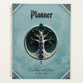 Een blauwgroen, mystieke levensboom. planner (Voorkant)