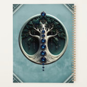 Een blauwgroen, mystieke levensboom. planner (Achterkant)