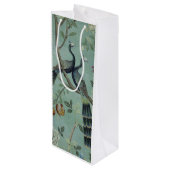Een Blauwgroen van Two Birds Chinoiserie Gift Bag Wijn Cadeautas (Achterkant Gekanteld)