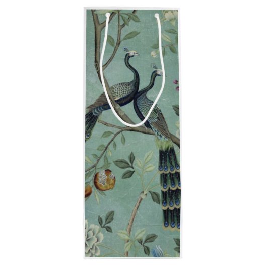 Een Blauwgroen van Two Birds Chinoiserie Gift Bag Wijn Cadeautas (Achterkant)