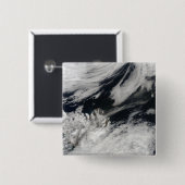 Een bleke grijze aspluim van de top vierkante button 5,1 cm (Voorkant /achterkant)