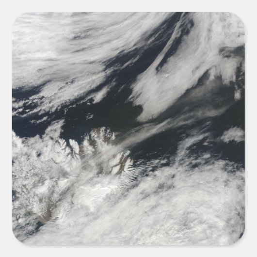 Een bleke grijze aspluim van de top vierkante sticker (Voorkant)