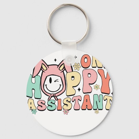 één blije assistent, retro, vintage sleutelhanger (Voorkant)