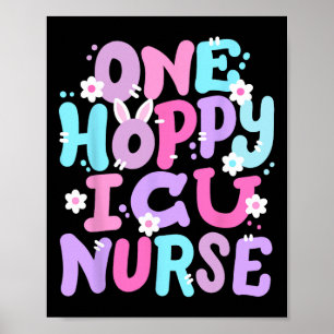 Een blije IC-verpleegster Retro groovy Happy Pasen Poster