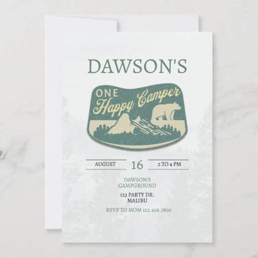 Eén blije kampeerder, Eén Eerste Verjaardag, Uitno Kaart (Voorkant)