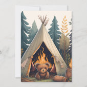 Eén blije kampeerder Houten jongens 1e verjaardag Kaart (Achterkant)