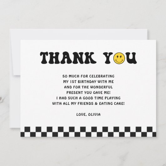 Eén blije kerel jongen 1e verjaardagsfeestje bedankkaart (Voorkant)