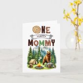 Eén blije mama camper eerste verjaardag campingbee kaart (Gele Bloem)